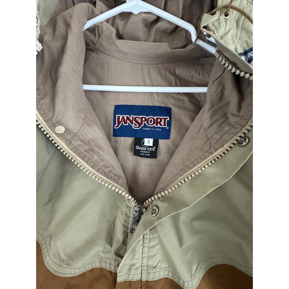 Jansport Gore Tex Hooded Jacket Tan Brown Mens Size Small Made in USA - Picture 2 of 16